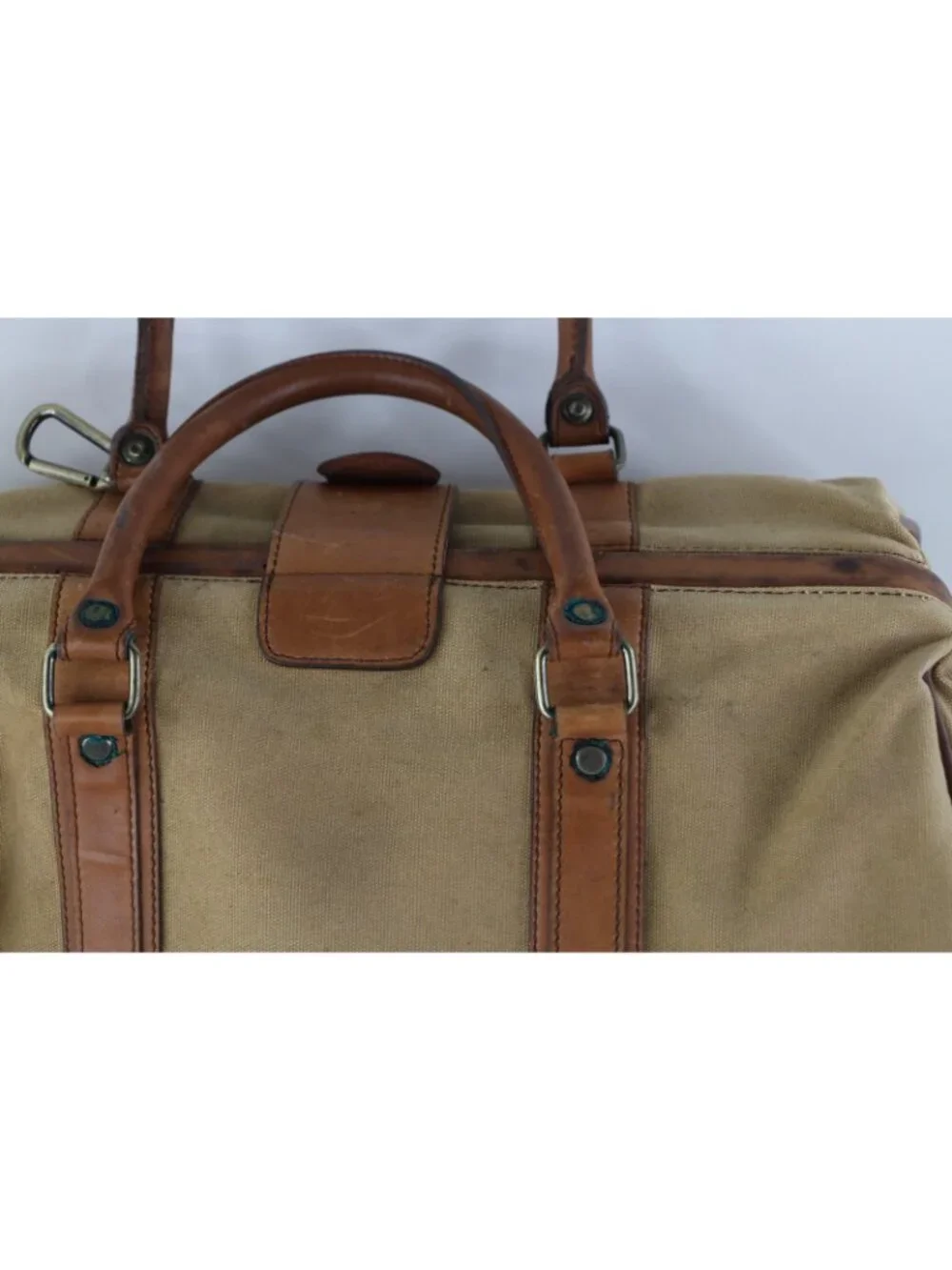 Vintage 90s Streetwear Distressed Canvas Leather Handled Pull Open Doctors Bag